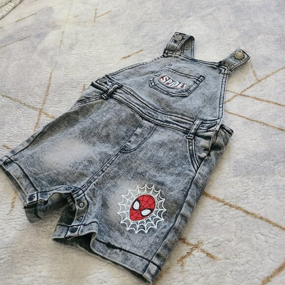 Marvel Spider-Man “Spidey” Denim Overalls Toddler 24–36M - Picture 1 of 6